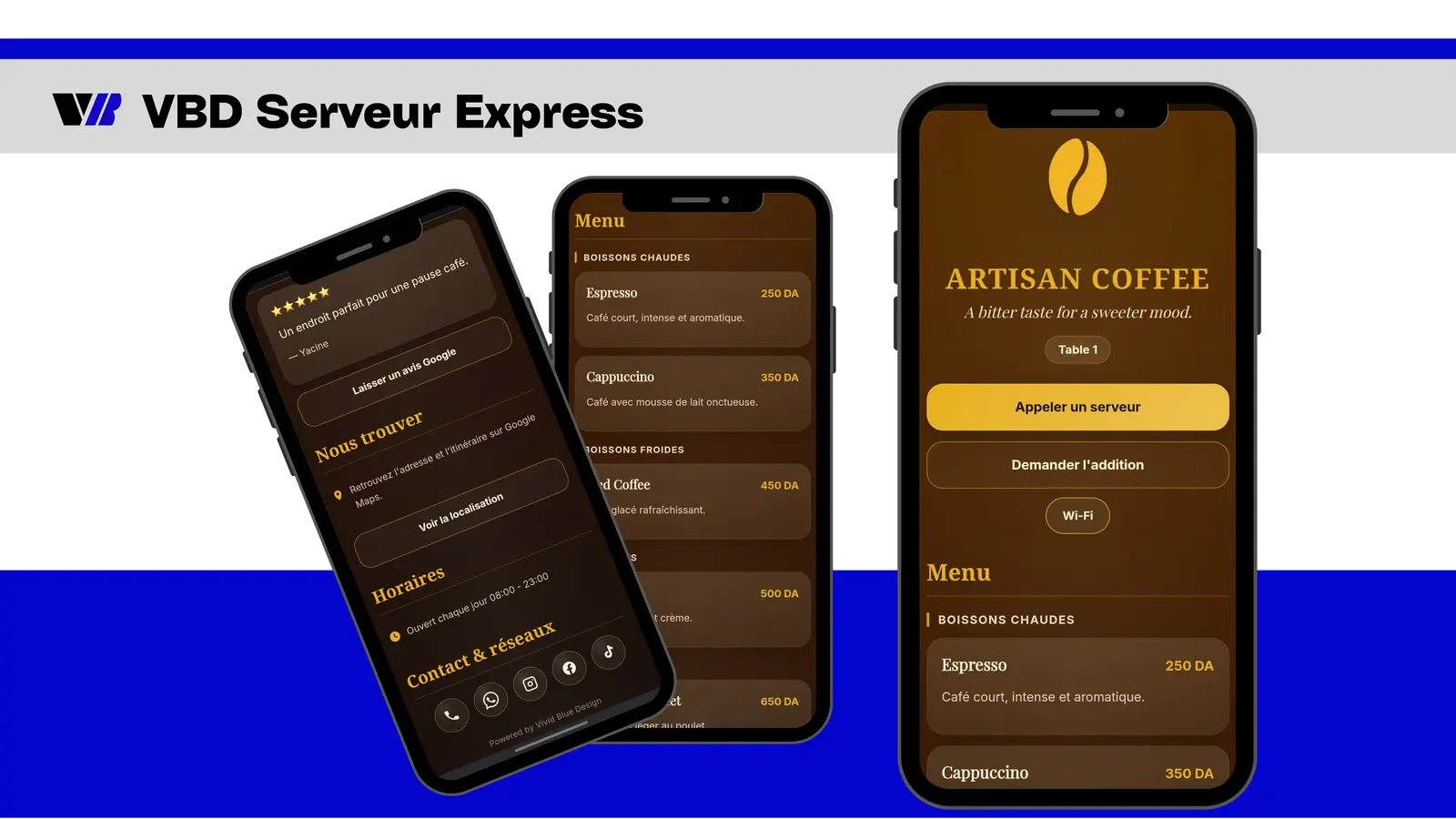 Démonstration Serveur Express pour restaurant