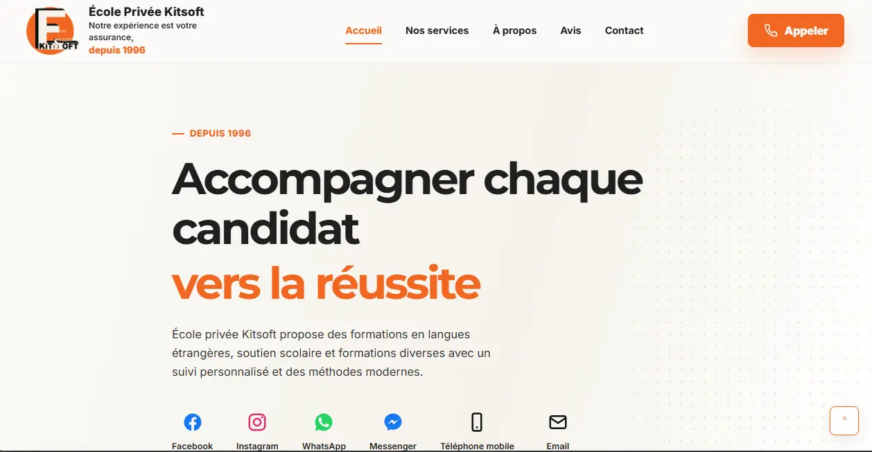 Aperçu animé du site École Kitsoft